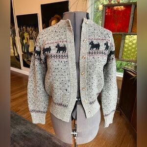 Beautiful Lands End wool cardigan with Scotties.